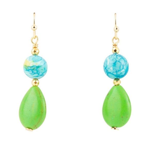 NWT Barse Genuine Stones Margarita Green Lime Magnesite Golden Drop Earrings - Picture 4 of 8